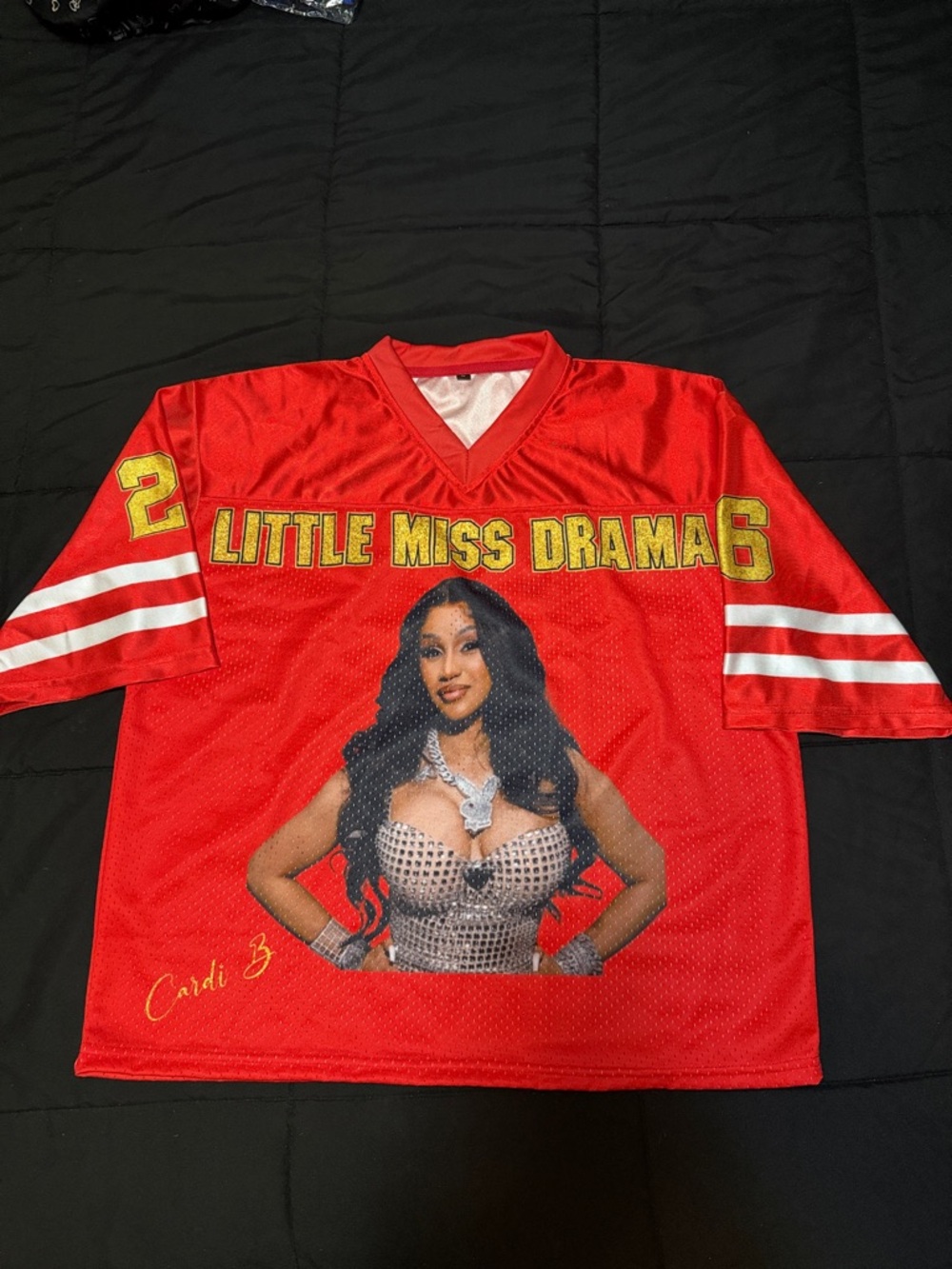 Red "Little Miss Drama" Cardi B Graphic Jersey